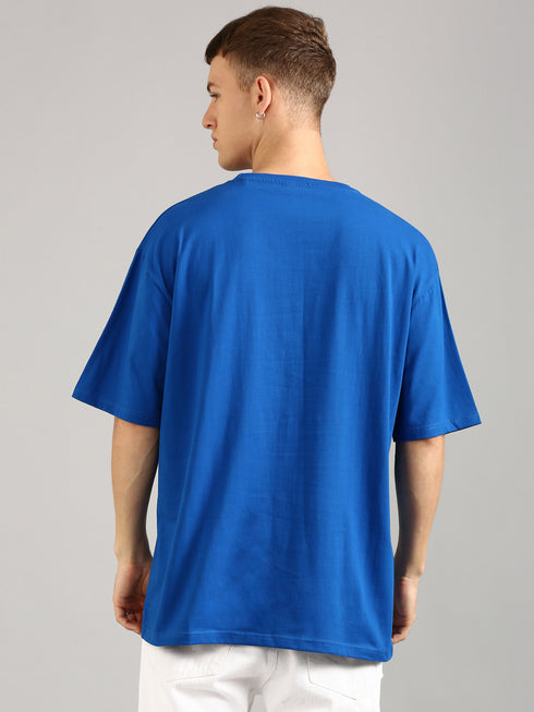 Royal Blue Oversized Glossy Printed T-shirt
